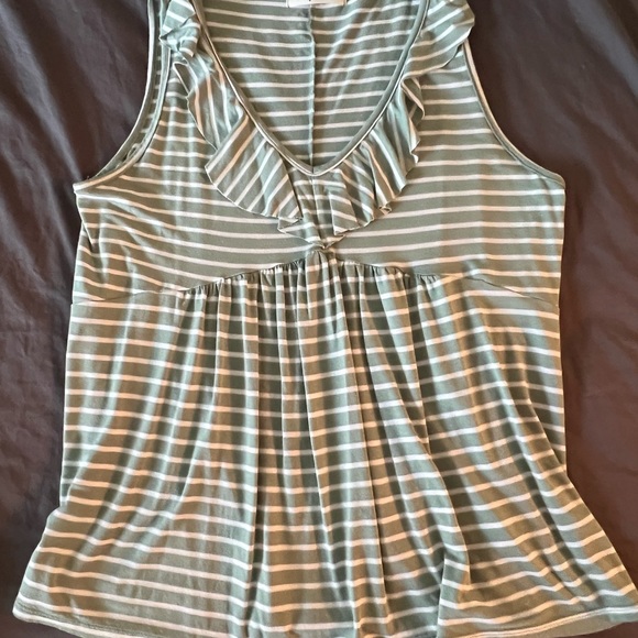 Boutique bought size large sage green/off white tank with flowy neckline. - Picture 2 of 3